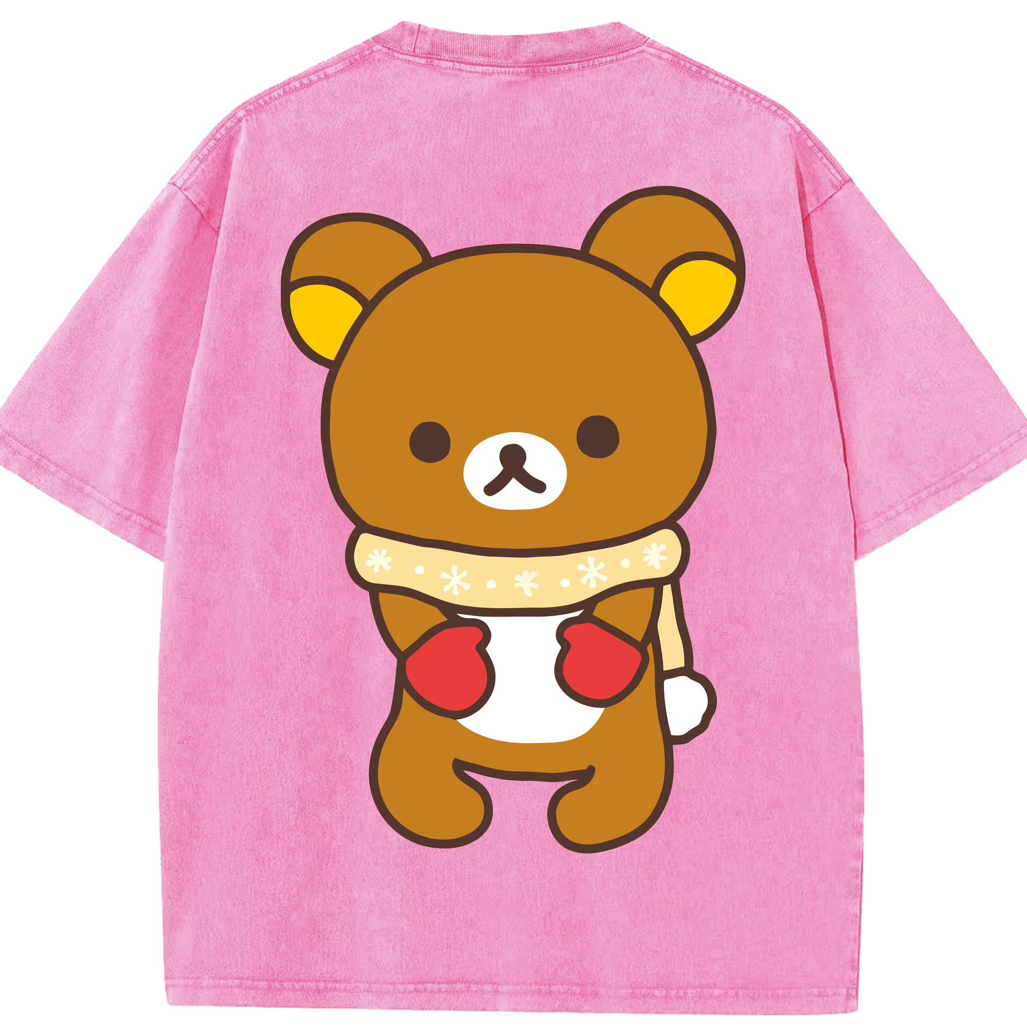 （画像用） リラックマ リラックマ キイロイトリ Rilakkuma Korilakkuma Kiiroitori 綿100% ヴィンテージ風 半袖Tシャツ（背面プリント）